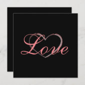 Trendy Heart Gray Calligraphy Liebe Wedding (Vorne/Hinten)