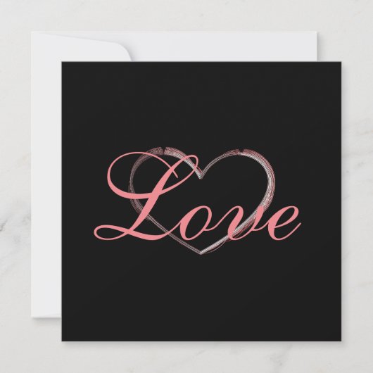 Trendy Heart Gray Calligraphy Liebe Wedding (Vorderseite)