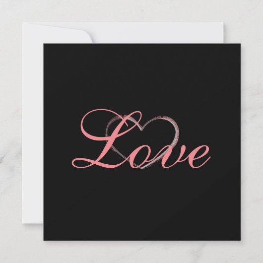 Trendy Heart Gray Calligraphy Liebe Wedding (Vorderseite)