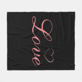 Trendy Heart Gray Calligraphy Liebe Wedding Fleecedecke (Vorderseite (Horizontal))