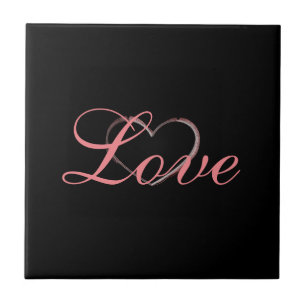 Trendy Heart Gray Calligraphy Liebe Wedding Fliese