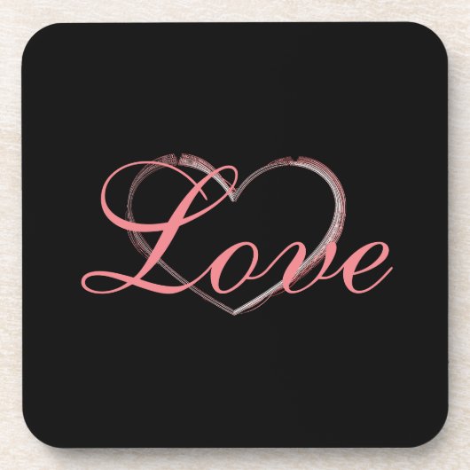Trendy Heart Gray Calligraphy Liebe Wedding Getränkeuntersetzer (Vorderseite)