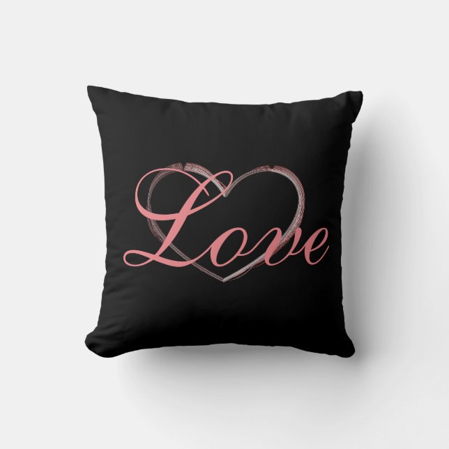 Trendy Heart Gray Calligraphy Liebe Wedding Kissen (Vorderseite)