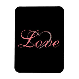 Trendy Heart Gray Calligraphy Liebe Wedding Magnet
