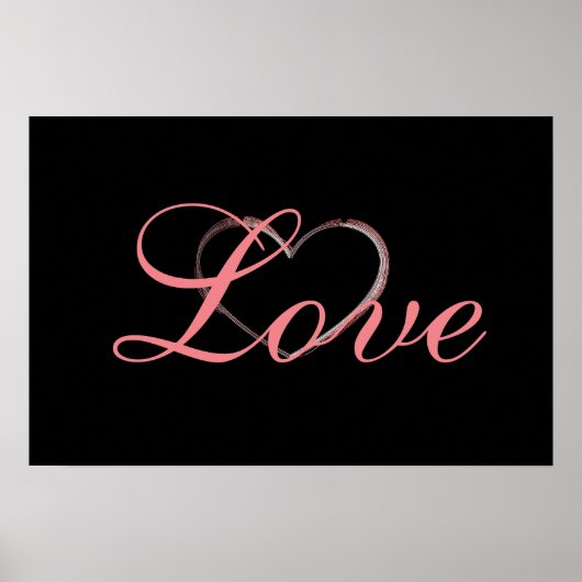 Trendy Heart Gray Calligraphy Liebe Wedding Poster (Vorne)