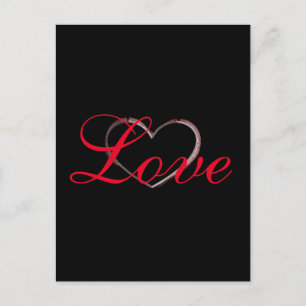 Trendy Heart Gray Calligraphy Liebe Wedding Postkarte