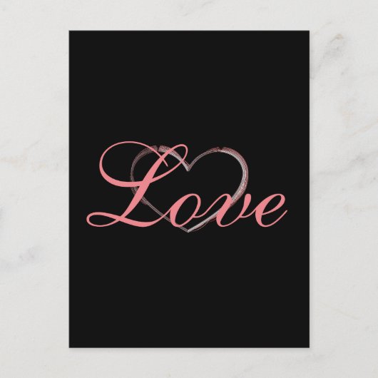 Trendy Heart Gray Calligraphy Liebe Wedding Postkarte (Vorderseite)
