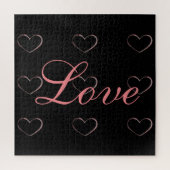 Trendy Heart Gray Calligraphy Liebe Wedding Puzzle (Vertikal)