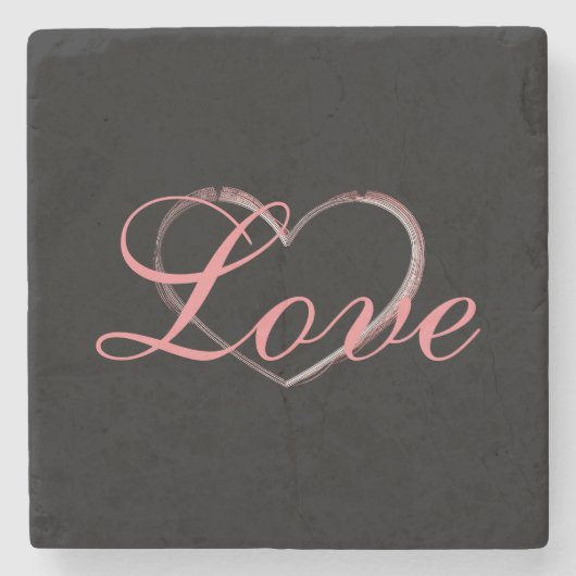 Trendy Heart Gray Calligraphy Liebe Wedding Steinuntersetzer (Vorderseite)