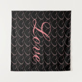 Trendy Heart Gray Calligraphy Liebe Wedding Wandteppich (Vorderseite (Horizontal))