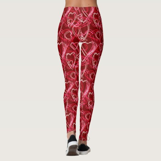 Trendy Hearts Pattern Romantische Ruby Red Leggings (Rückseite)