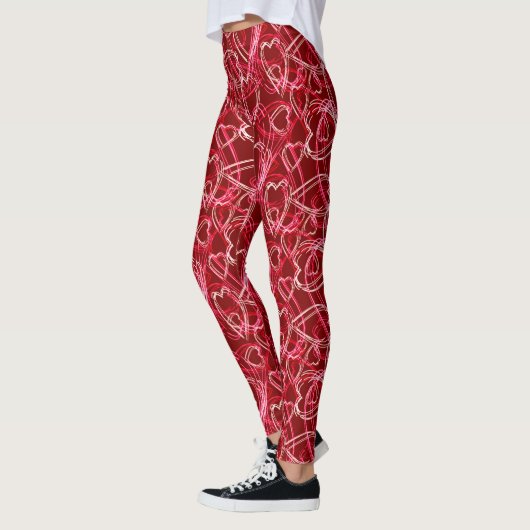 Trendy Hearts Pattern Romantische Ruby Red Leggings (Links)