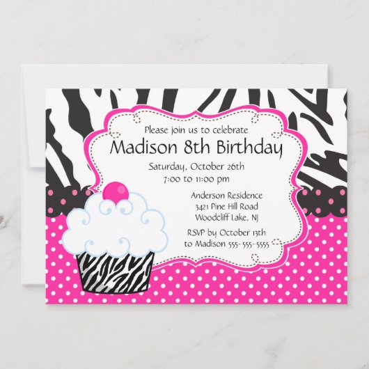 Trendy heißes Rosa-u. Einladung (Vorderseite)