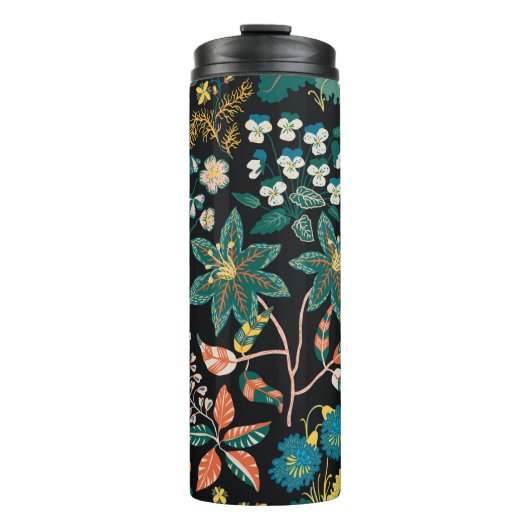 Trendy hell Blumenmuster in den verschiedensten Fo Thermosbecher (Vorderseite)