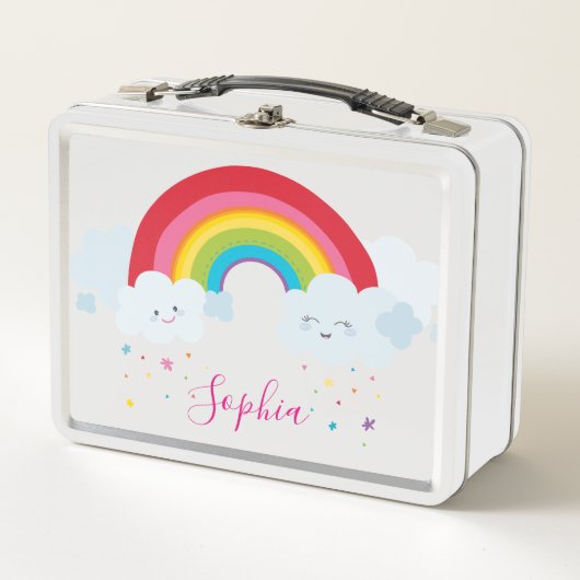 TRENDY hell lustig bunt Regenbogen kawaii Metall Brotdose (Vorderseite)