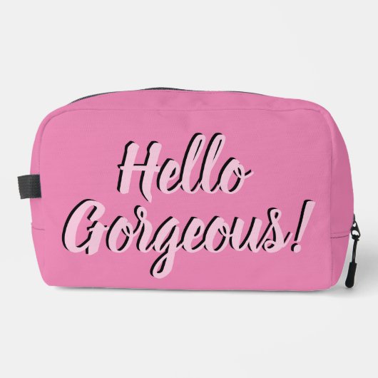 Trendy Hello Gorgeous Girly Pink Waschbeutel (Vorderseite)