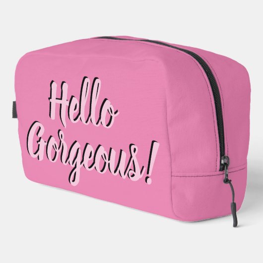 Trendy Hello Gorgeous Girly Pink Waschbeutel (Rechte Ecke)