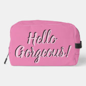 Trendy Hello Gorgeous Girly Pink Waschbeutel (Rückseite)
