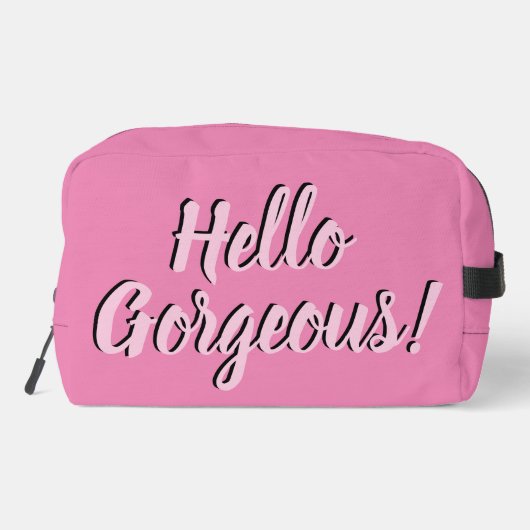 Trendy Hello Gorgeous Girly Pink Waschbeutel (Rückseite)