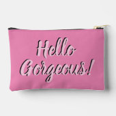 Trendy Hello Gorgeous Girly Pink Zubehörtasche (Rückseite)