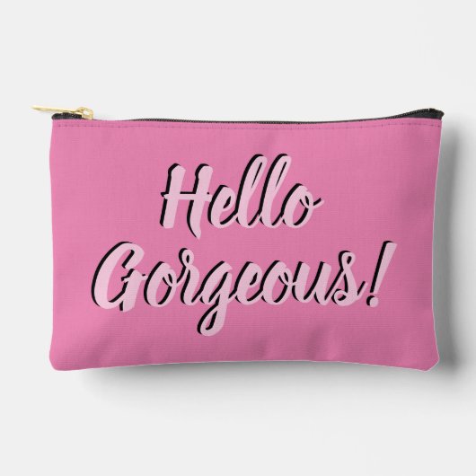 Trendy Hello Gorgeous Girly Pink Zubehörtasche (Vorderseite)
