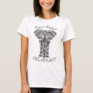 Trendy Henna Stilisierte Elefanten, Helaphant, Fun T-Shirt