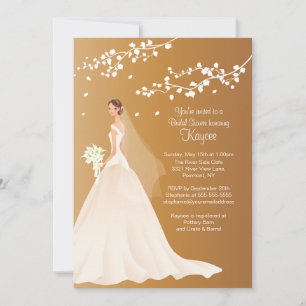Trendy Herbst DK Gold Bride Brautparty Einladung