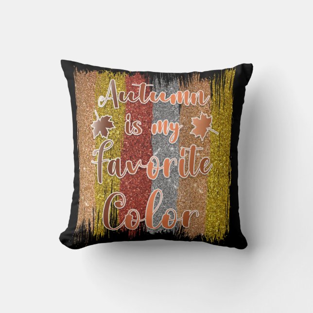 Trendy Herbst Glitzer Blätter Cotton 16"X16 Kissen (Vorderseite)