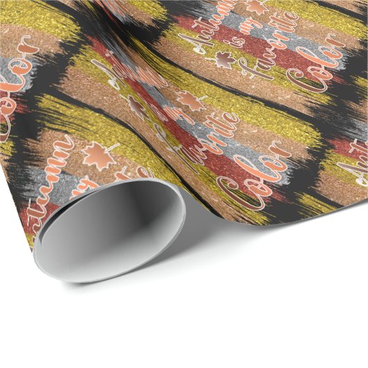 Trendy Herbst Glitzer Blätter Geschenkpapier (Rolleneckpunkt)