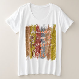 Trendy Herbst Glitzer Blätter Große Größe T-Shirt