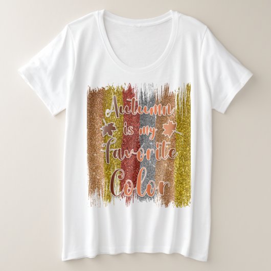 Trendy Herbst Glitzer Blätter Große Größe T-Shirt (Design vorne)