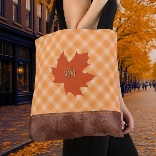 Trendy Herbst Kariert Mapselleaf personalisierbar Tasche