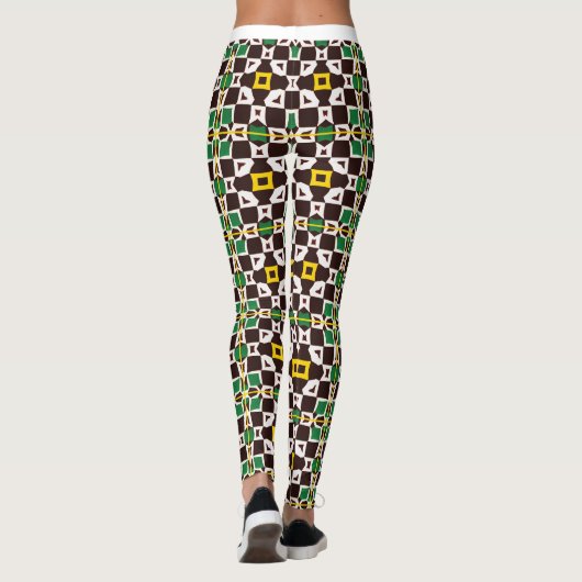 Trendy Hexagonal Tribal Pattern Leggings (Rückseite)
