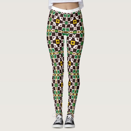 Trendy Hexagonal Tribal Pattern Leggings (Vorderseite)