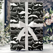 Trendy Hipster Black and White Mustache Muster Geschenkpapier