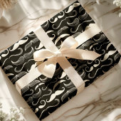 Trendy Hipster Black and White Mustache Muster Geschenkpapier
