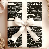 Trendy Hipster Black and White Mustache Muster Geschenkpapier