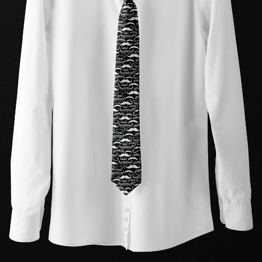 Trendy Hipster Black and White Mustache Muster Krawatte