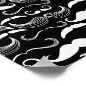 Trendy Hipster Black and White Mustache Muster Poster (Ecke)
