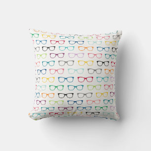 Trendy Hipster Glasses Pattern Multicolor Kissen