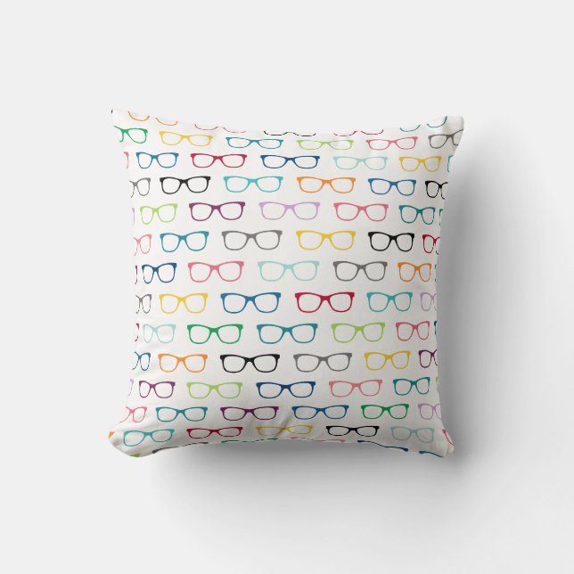 Trendy Hipster Glasses Pattern Multicolor Kissen (Vorderseite)
