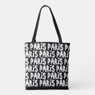 Trendy Hispter Paris Totbag   Schwarz und Weiß Tasche