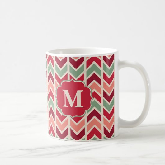 Trendy Holiday Chevrons Muster mit Monogram Kaffeetasse (Rechts)
