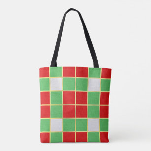 Trendy Holiday Colors Red, Green & Gold Checked Tasche