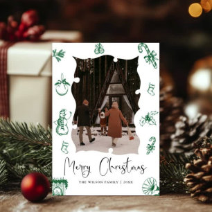 Trendy Holiday Modern Foto Weihnachtskarte Einladung