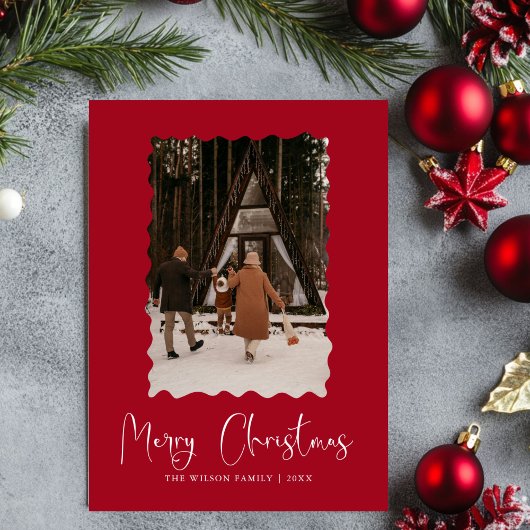 Trendy Holiday Modern Foto Weihnachtskarte Einladung