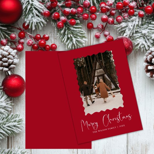 Trendy Holiday Modern Foto Weihnachtskarte Einladung