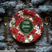 Trendy Holiday Red Poinsettia Paper Plates Chic Pappteller
