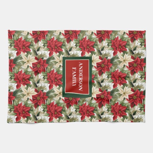 Trendy Holiday Towel Red Green Chic Kitchen Art Geschirrtuch (Horizontal)