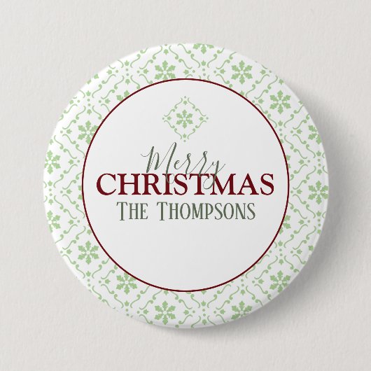 Trendy Holiday Weihnachten Custom Familienname Button (Vorderseite)